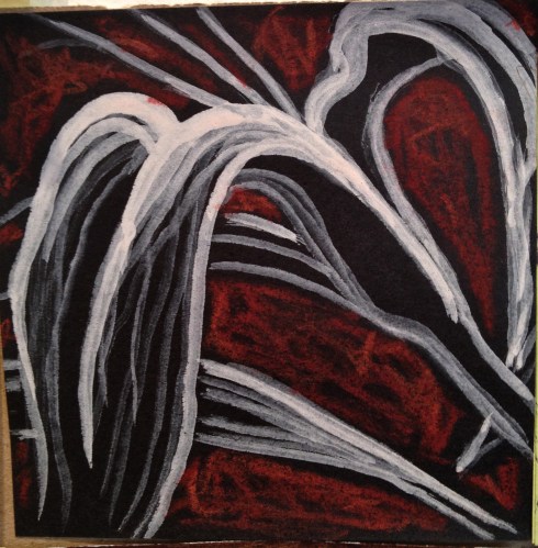 leaf painting on black post-it note